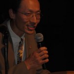 Me delivering the speech (and looking somewhat disturbingly like a snake-oil salesman)